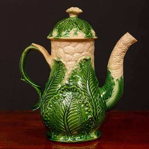 Staffordshire Glazed Earthenware 'Cauliflower' Coffee Pot and Cover