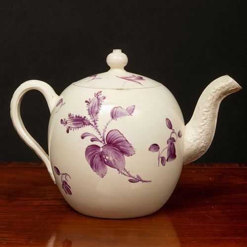 Wedgwood Enameled 'Queen's Ware' Ovoid Teapot and Cover