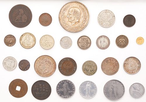 Large Grp: Foreign Coins Ottoman Vatican Nicaraguan Chinese