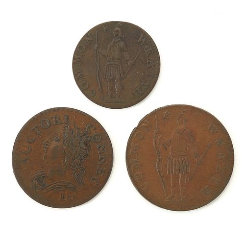 Grp: 3 1787 Massachusetts Half Cent, Cent, and Connecticut Half Cent