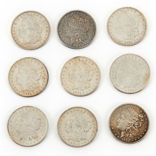 Grp: 9 Morgan Dollar Coins