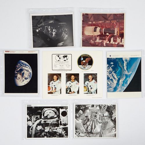 Group of 6 original NASA photos w/ Lithograph of Astronauts