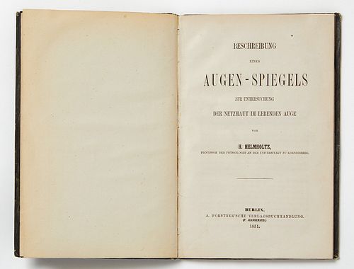 Hermann Helmholtz "Beschreibung eines Auen-Spiegels" 1st Edition 1851