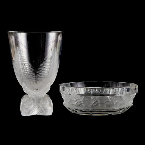 Grp: 2 Lalique Bowl & Vase