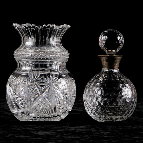Grp: 2 Cut Crystal Vase & Decanter