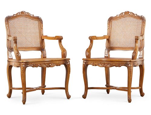 Pair of Caned Wooden Chairs