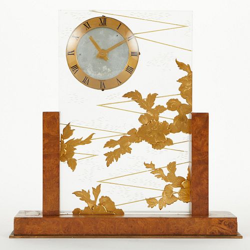 French Burlwood Mantel Clock