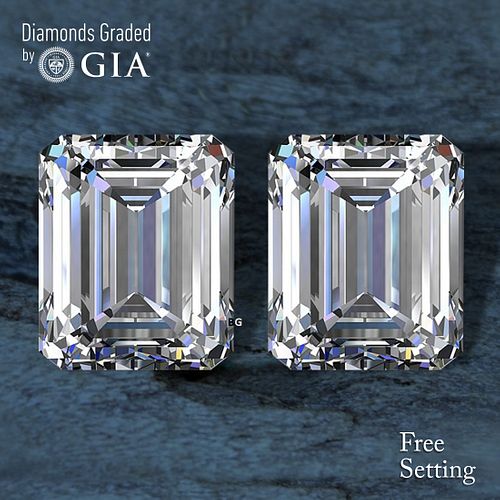 6.03 carat diamond pair Emerald cut Diamond GIA Graded 1) 3.01 ct, Color E, VVS2 2) 3.02 ct, Color E, VS1. Appraised Value: $287,500 