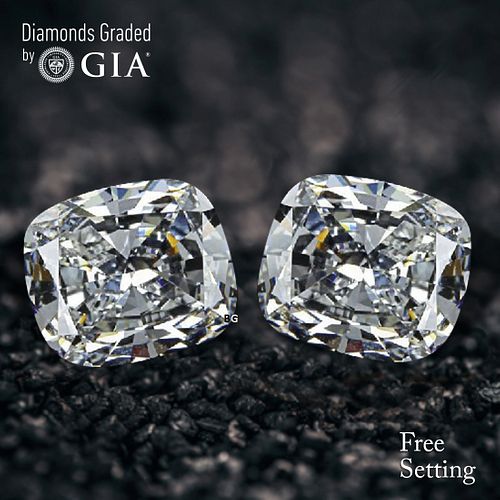 5.45 carat diamond pair Cushion cut Diamond GIA Graded 1) 2.70 ct, Color D, VVS2 2) 2.75 ct, Color D, VVS2. Appraised Value: $185,900 