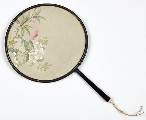 Chinese Qing Imperial Court Fan w/ Peach