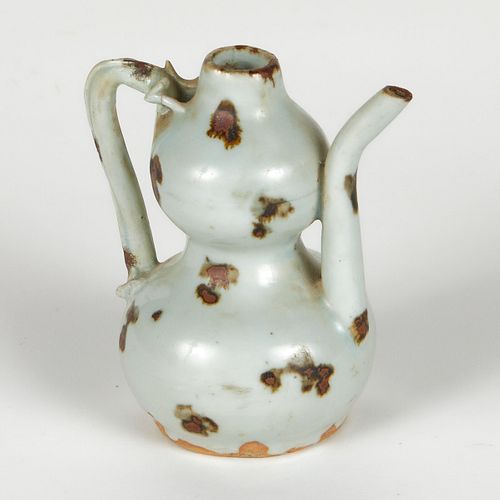 Chinese Song Dynasty Double Gourd Ewer w/ Splashed Glaze