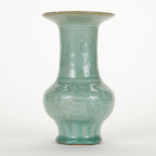 Chinese Ming Celadon Vase w/ Incised Decoration