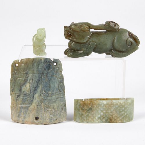 Grp: 4 Jade Pieces Figure Plaque