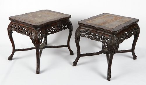 Pr: Chinese Export Small Square Side Tables