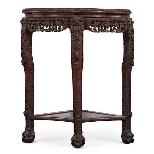 Chinese Export Corner Table w/ Inset