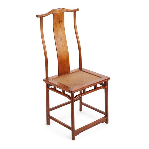 Chinese Carved Wooden Chair w/ Woven Seat