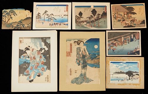 Grp: 8 19th c. Japanese Woodblock Prints