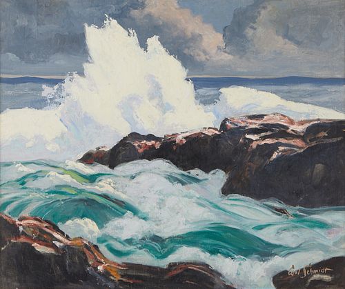 Carl Schmidt Coastal Seascape Painting