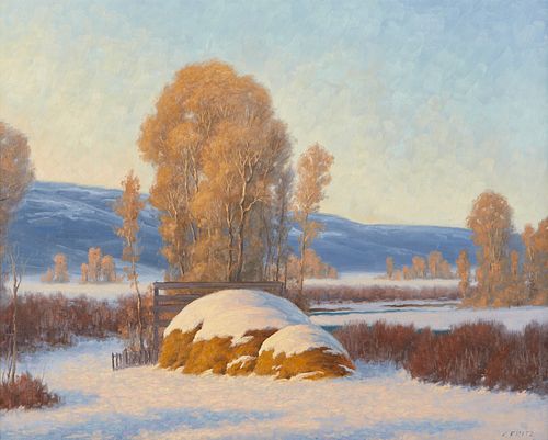 Charles Fritz Winter Landscape Oil Painting