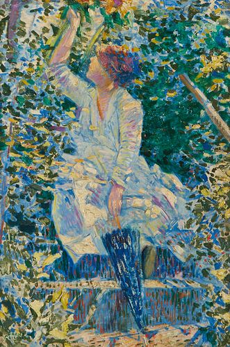 Franz Gailliard Oil Painting Woman w/ Trees