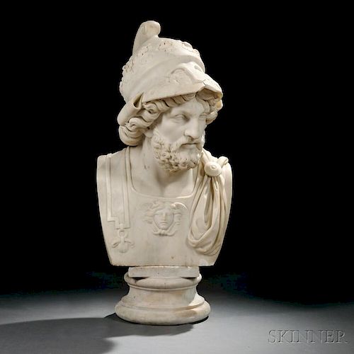 Italian School, 19th Century       Carrara Marble Bust of a Classical Warrior
