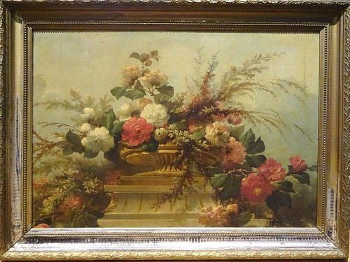 Fine Huge French 19th Century Flowers Still Life Master