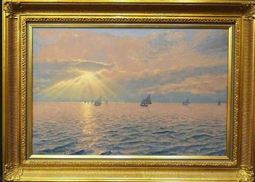 Large Early 20th Century German Impressionist Ships