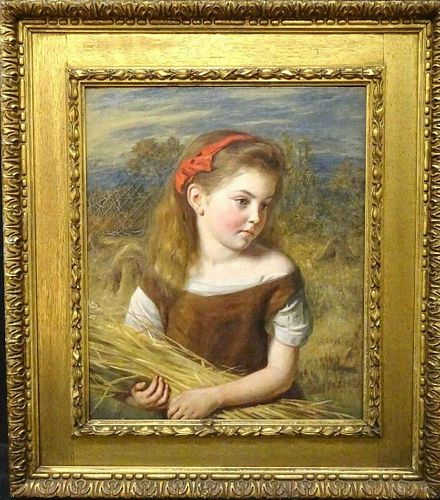 Large 19th Century Pre-Raphaelite Scottish Girl Corn