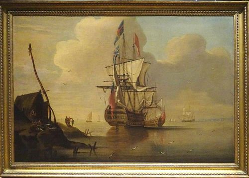 Huge 18th Century British Navy Ships Off The Dutch