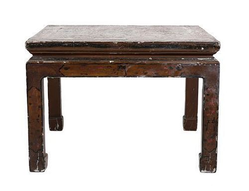 A Chinese Lacquered Low Table Height 16 inches x width 24 1/2 inches x depth 23 inches.