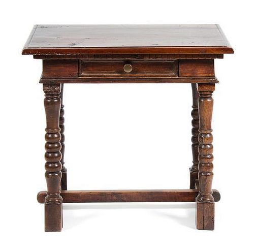 A William and Mary Style Walnut Side Table Height 28 x width 18 x depth 27 inches.