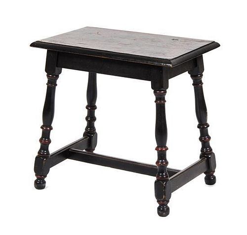 A Continental Painted Stool Height 19 x width 20 x depth 12 1/2 inches.