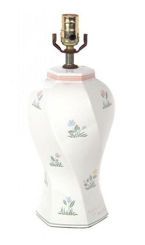 A Ceramic Vase Height overall 16 1/2 inches.
