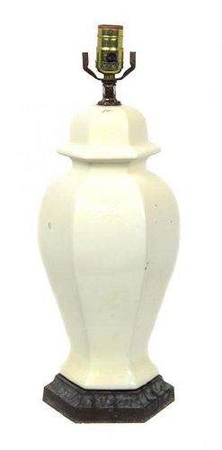 A Ceramic Vase Height overall 19 inches.