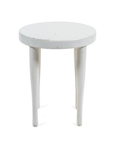 A White Painted Stool Height 16 x diameter 14 inches.