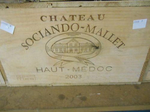 Chateau Sociando Mallet, Haut Medoc 2003, twelve bottles in owc <br>