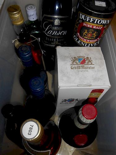 Mixed spirits etc: Gordon's Gin, two 13.2fl.ozs bottles; Captain Morgan Rum 37.5cl; Bells Whisky Ext
