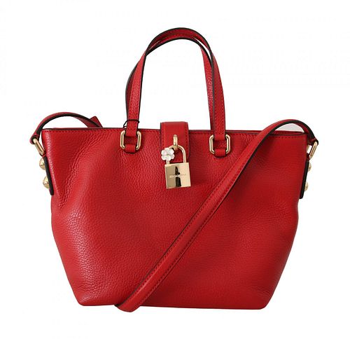 DOLCE & GABBANA RED LEATHER HAND SHOULDER SHOPPING TOTE