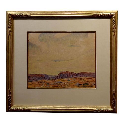 1930s Vintage Desert Mesa Painting by Gerald Cassidy