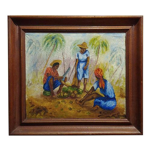 Raoul Dupoux - the Coconut Cracker -Haiti 1959 Oil