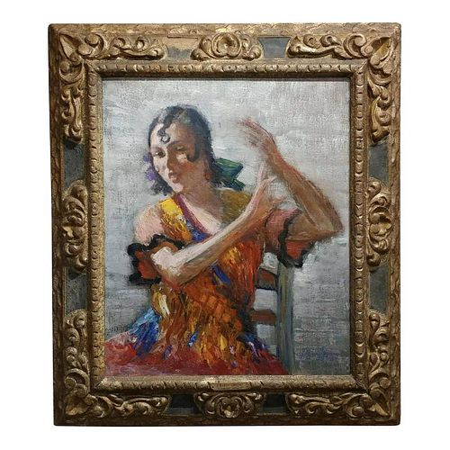 1933 J. Barry Greene "Gipsy Flamenco Dancer" Oil