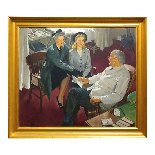 George Rapp "Young Girl at Doctor Visit" Oil Painting