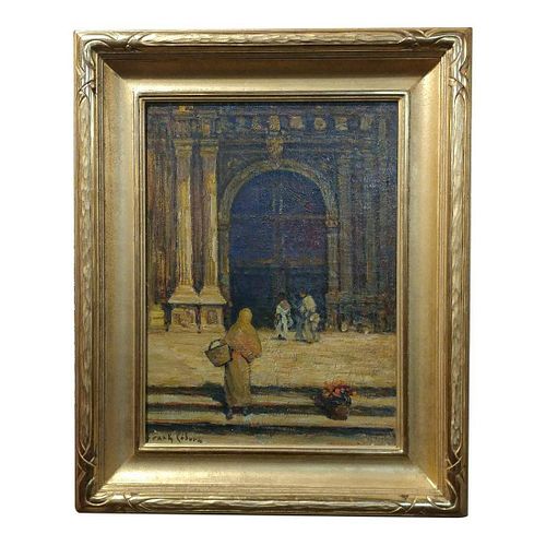 Frank Coburn Spanish Cathedral Steps Oil Painting