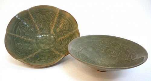 Two Green Glazed Bowls