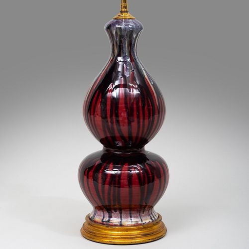 FlambÃ© Glazed Porcelain Double Gourd Form Lamp