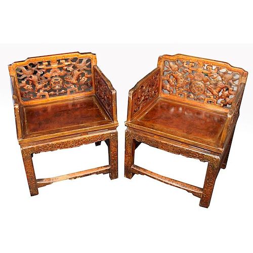 Exceptional 19th C. Chinese Emperor's Chairs