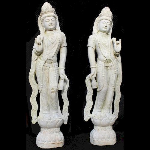 Large White Jade Chinese Garden Statues