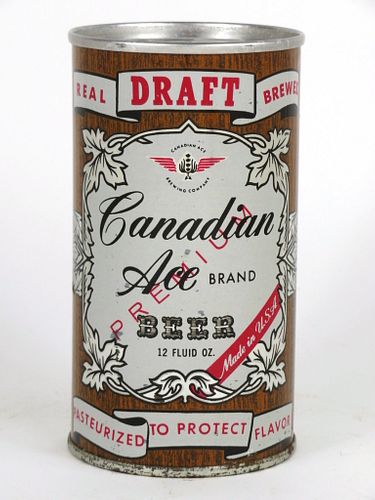 1966 Canadian Ace Draft Beer 12oz T53-29, Fan Tab, Chicago, Illinois