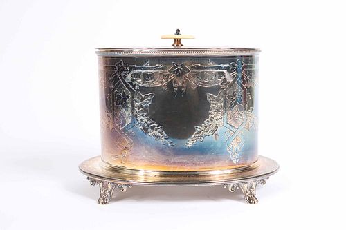 Oval Silver Plated Benet and Fink Biscuit Box