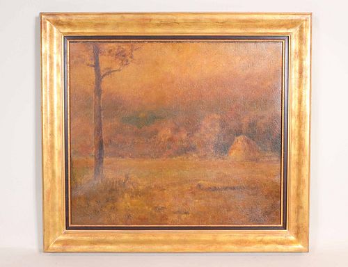 Oil on Canvas, Haystack in Meadow